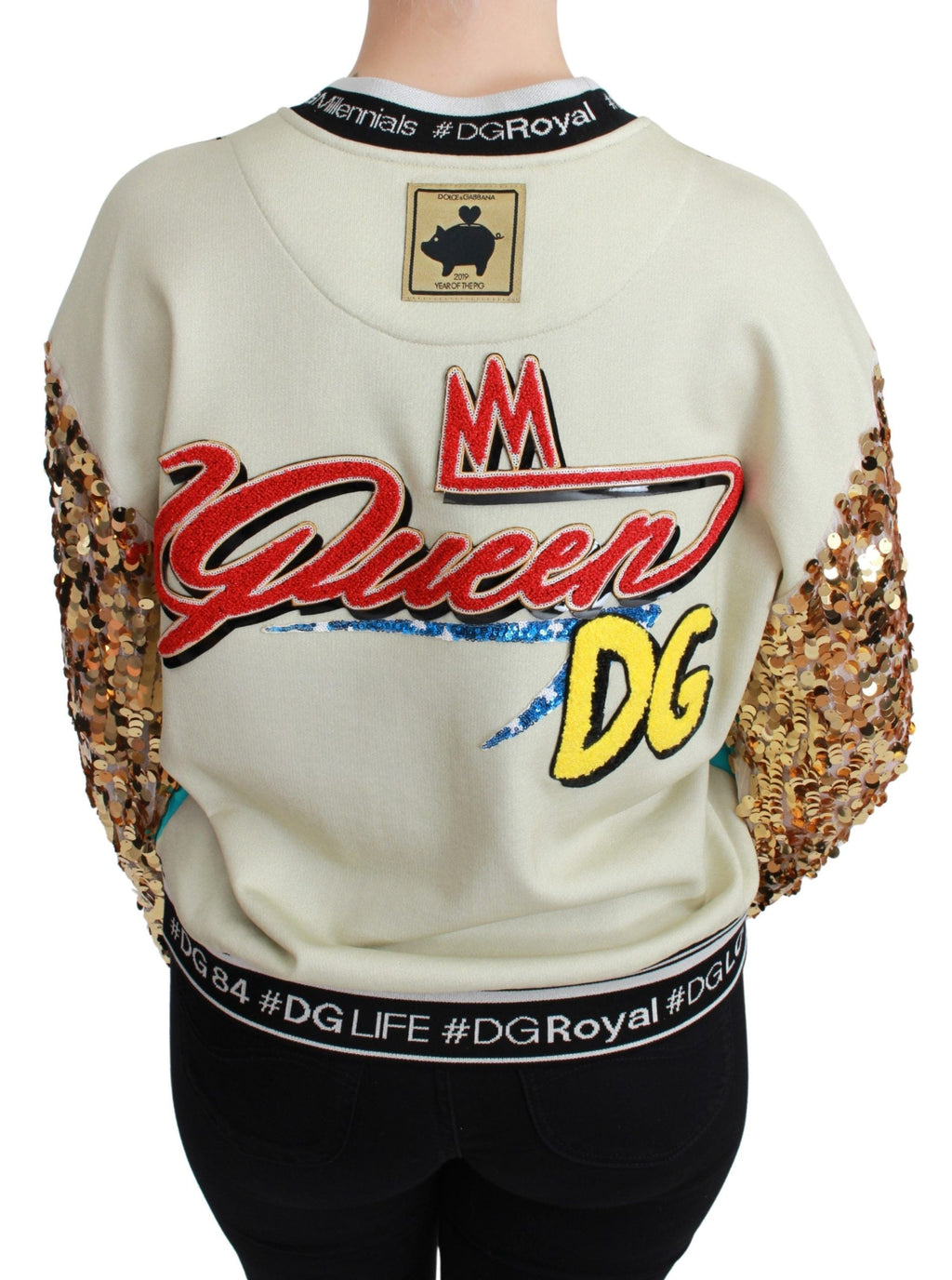 Year of the Pig Sequined Top  Sweater Dolce & Gabbana