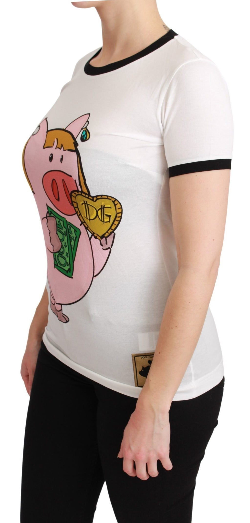 White YEAR OF THE PIG Top Cotton T-shirt Dolce & Gabbana