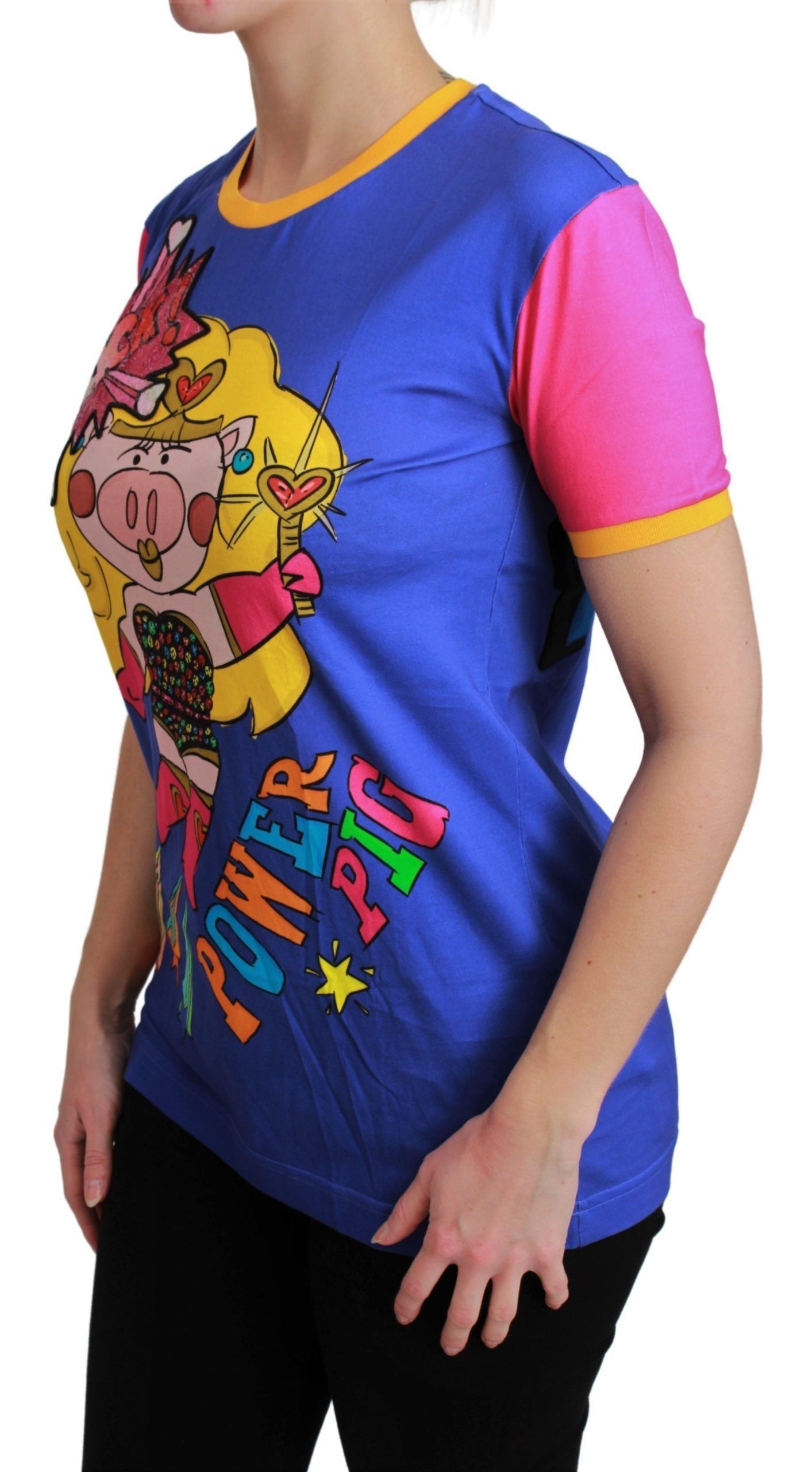 Purple PIG SUPERGIRL Top Cotton T-shirt Dolce & Gabbana