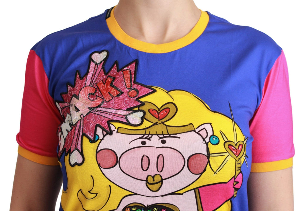 Purple PIG SUPERGIRL Top Cotton T-shirt Dolce & Gabbana