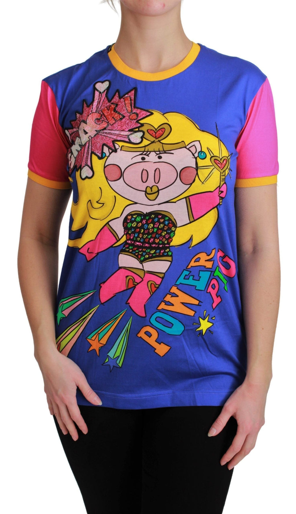 Purple PIG SUPERGIRL Top Cotton T-shirt Dolce & Gabbana