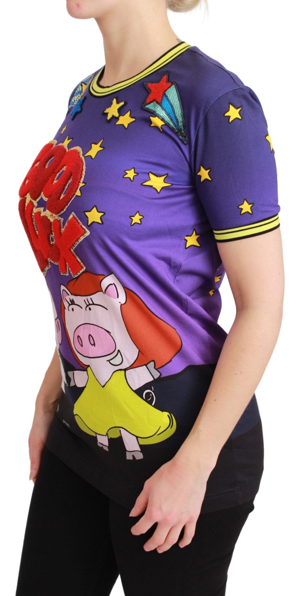 Purple YEAR OF THE PIG Top Cotton T-shirt Dolce & Gabbana