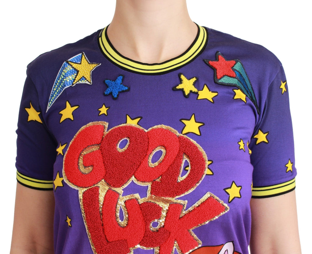 Purple YEAR OF THE PIG Top Cotton T-shirt Dolce & Gabbana