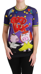 Purple YEAR OF THE PIG Top Cotton T-shirt Dolce & Gabbana