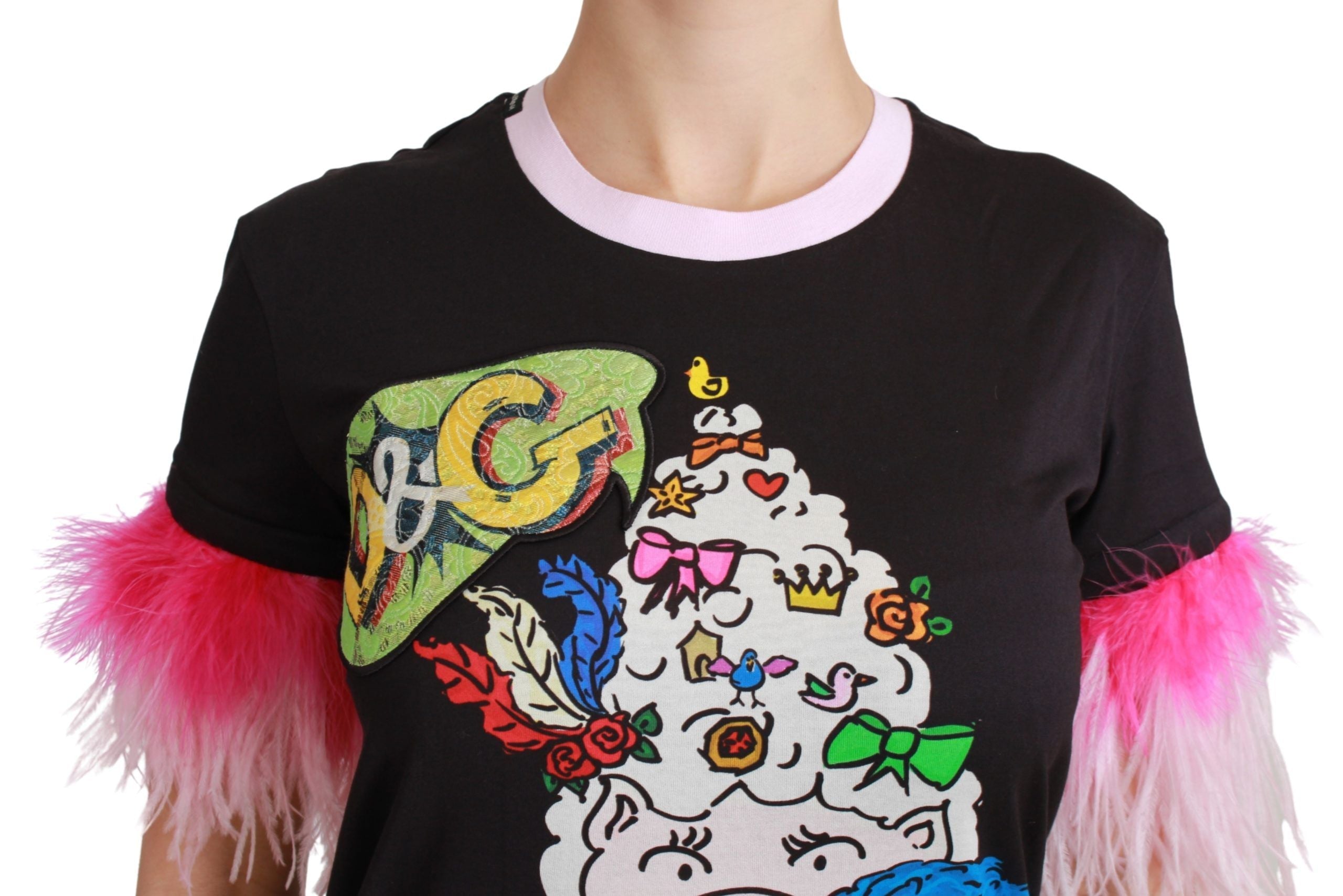 Black YEAR OF THE PIG Top Cotton  T-shirt Dolce & Gabbana