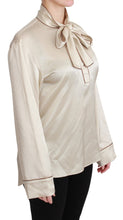 Beige Sleeve Top Queen Silk Satin Blouse Dolce & Gabbana