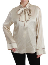 Beige Sleeve Top Queen Silk Satin Blouse Dolce & Gabbana