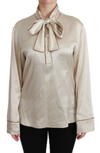 Beige Sleeve Top Queen Silk Satin Blouse Dolce & Gabbana