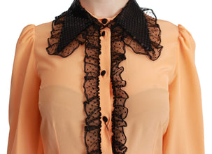 Yellow Silk Sequin Lace Blouse Shirt Dolce & Gabbana