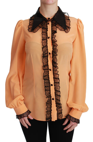 Yellow Silk Sequin Lace Blouse Shirt Dolce & Gabbana