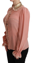 Pink Silk Gold Sequin Lace Blouse Shirt Dolce & Gabbana