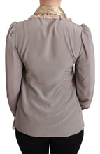 Gray Silk Gold Sequin Lace Blouse Shirt Dolce & Gabbana