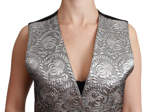 Silver Brocade Sleeveless Metallic Top Dolce & Gabbana