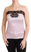 Silk Black Lace Top Pink Tank Blouse Dolce & Gabbana