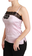 Silk Black Lace Top Pink Tank Blouse Dolce & Gabbana