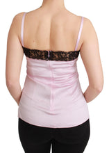 Silk Black Lace Top Pink Tank Blouse Dolce & Gabbana