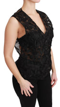 Black Floral Brocade Top Gilet Waistcoat Dolce & Gabbana