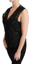Black Floral Brocade Top Gilet Waistcoat Dolce & Gabbana