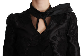 Black Floral Jacquard Blazer Silk Jacket Dolce & Gabbana
