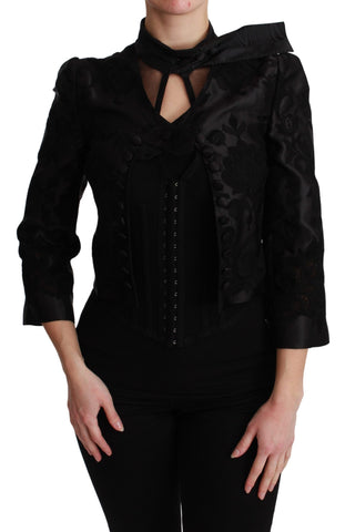 Black Floral Jacquard Blazer Silk Jacket Dolce & Gabbana