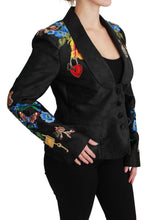 Black Brocade Crystal Blazer Jacket Dolce & Gabbana