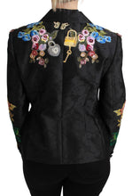 Black Brocade Crystal Blazer Jacket Dolce & Gabbana