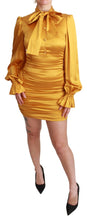 Yellow Silk Stretch Sheath Bodycon Mini Dress Dolce & Gabbana