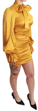 Yellow Silk Stretch Sheath Bodycon Mini Dress Dolce & Gabbana