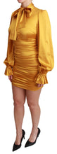 Yellow Silk Stretch Sheath Bodycon Mini Dress Dolce & Gabbana