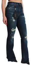 Blue Denim Cotton Stretch Flared Jeans Dolce & Gabbana