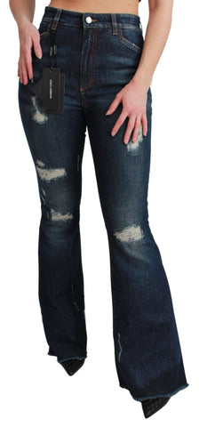 Blue Denim Cotton Stretch Flared Jeans Dolce & Gabbana