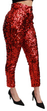 Red Sequined Cropped Trousers Pants Dolce & Gabbana