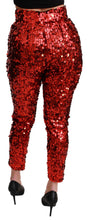 Red Sequined Cropped Trousers Pants Dolce & Gabbana