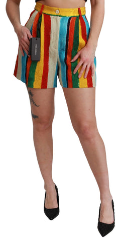 Multicolor Riga Pittorica Mini Shorts Dolce & Gabbana