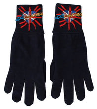 Dolce & Gabbana Blue #DGLovesLondon Embroidered Wool Gloves