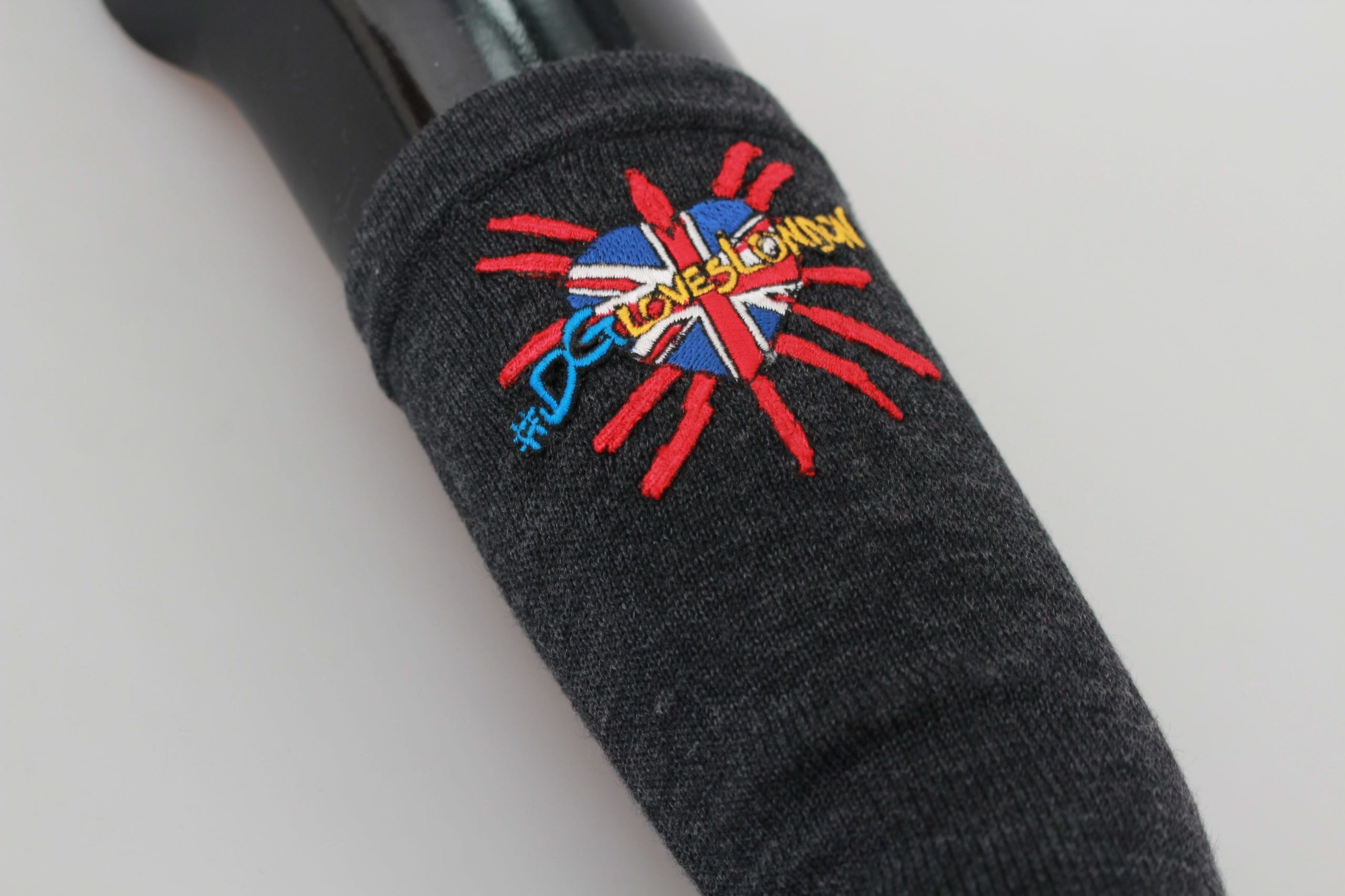 Gray #DGLovesLondon Embroidered Virgin Wool Gloves Dolce & Gabbana