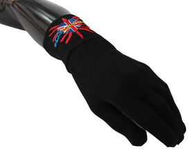 Black #DGLovesLondon Embroidered Wool Gloves Dolce & Gabbana