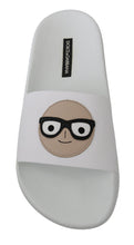 White Leather #dgfamily Slides Shoes Sandals Dolce & Gabbana