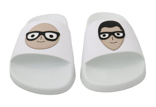White Leather #dgfamily Slides Shoes Sandals Dolce & Gabbana