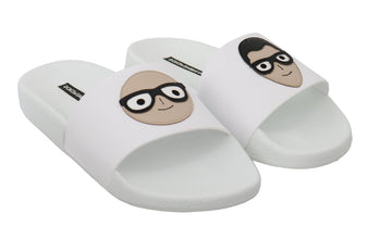 White Leather #dgfamily Slides Shoes Sandals Dolce & Gabbana