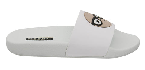 White Leather #dgfamily Slides Shoes Sandals Dolce & Gabbana