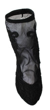 Black Roses Stilettos Booties Socks Shoes Dolce & Gabbana