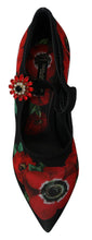 Black Red Floral Mary Janes Pumps Shoes Dolce & Gabbana