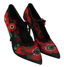 Black Red Floral Mary Janes Pumps Shoes Dolce & Gabbana