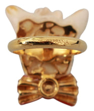 Gold Brass Resin Beige Dog Pet Branded Accessory Ring Dolce & Gabbana