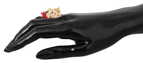 Gold Brass Resin Beige Dog Pet Branded Accessory Ring Dolce & Gabbana