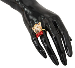 Gold Brass Resin Beige Dog Pet Branded Accessory Ring Dolce & Gabbana