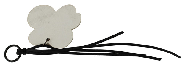 White Leather Butterfly Logo Keyring C'N'C Keychain Costume National