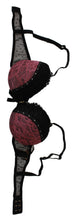 Black Pink Lace Push Up Bra Underwear Roberto Cavalli