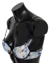 Blue Printed Nylon Reggiseno Bra Underwear Roberto Cavalli